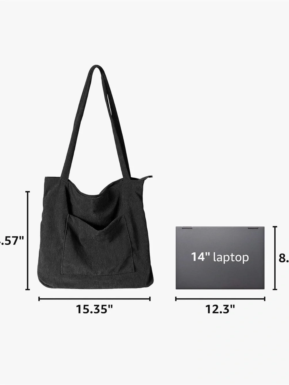 Black Corduroy Tote Bag